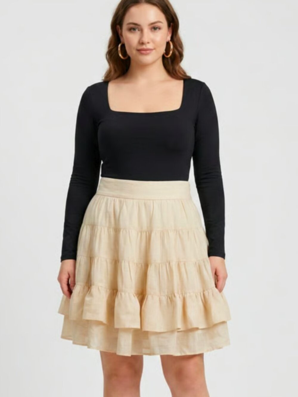 Sandro Paris Fanfan Tiered Ruffle Linen Blend Skirt